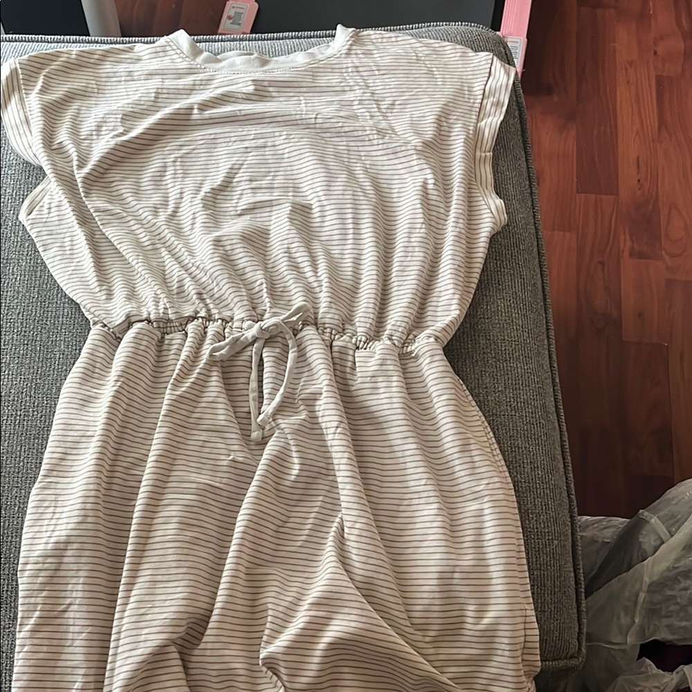 Striped Beige Casual Dress